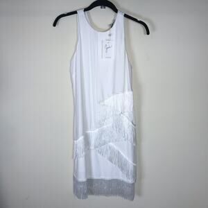 Joie White Swing Dress Tiered Layers Fringe Size 2 NWT